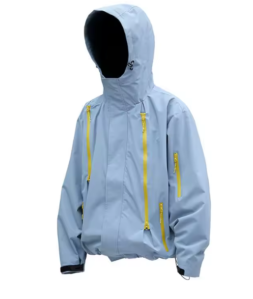 Winddichte, wasserabweisende Funktionsjacke mit Kapuze