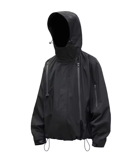 Winddichte, wasserabweisende Funktionsjacke mit Kapuze