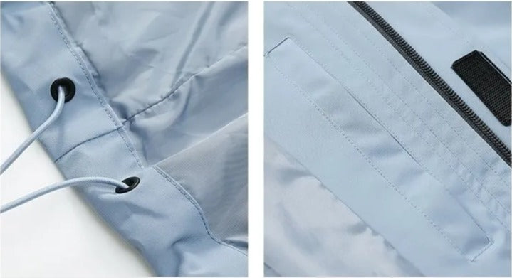 Winddichte, wasserabweisende Funktionsjacke mit Kapuze